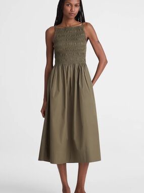 NWT Madewell Smocked High-Neck Midi Dress S
